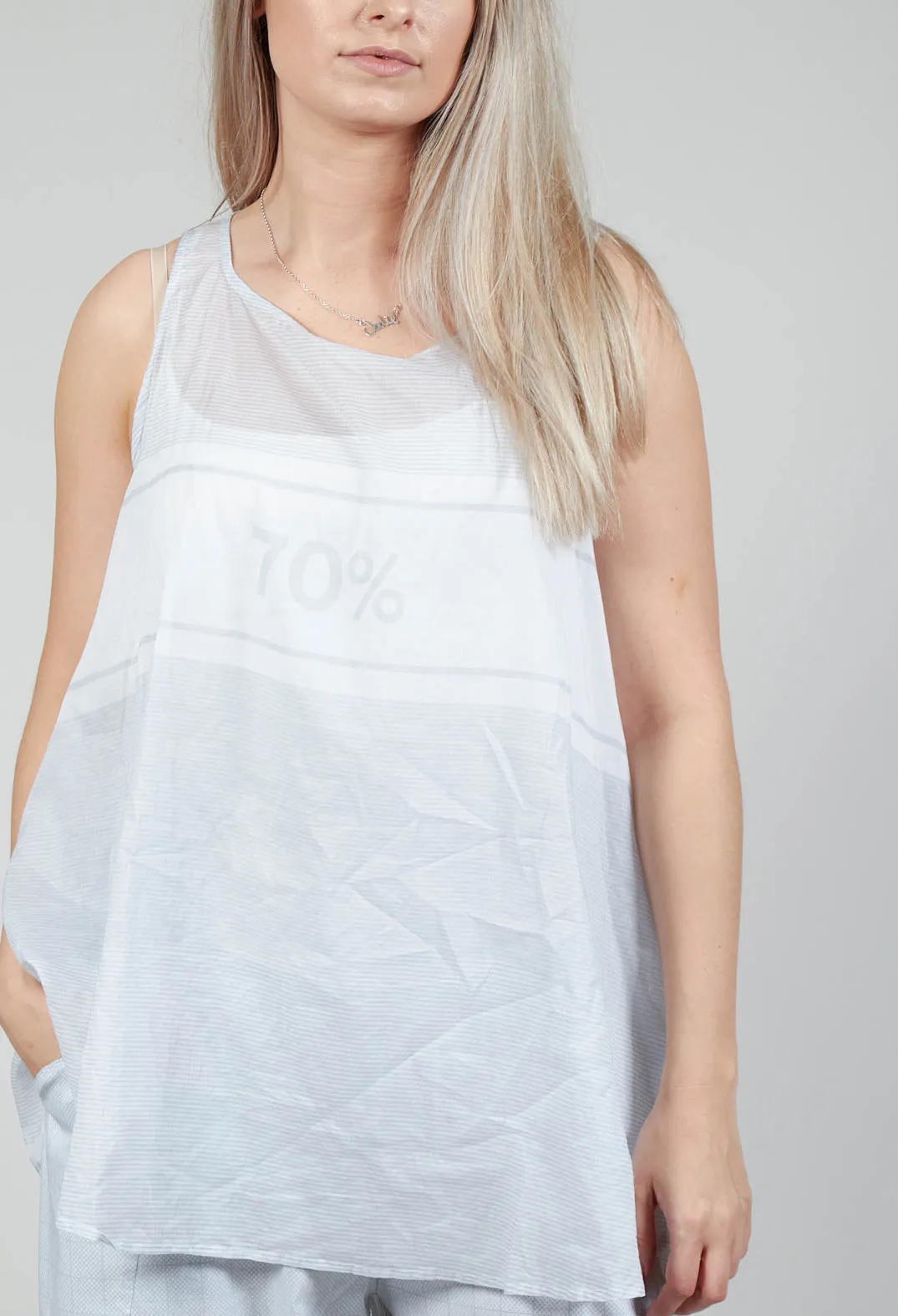 A-Line Cotton Vest Top in Grey Print