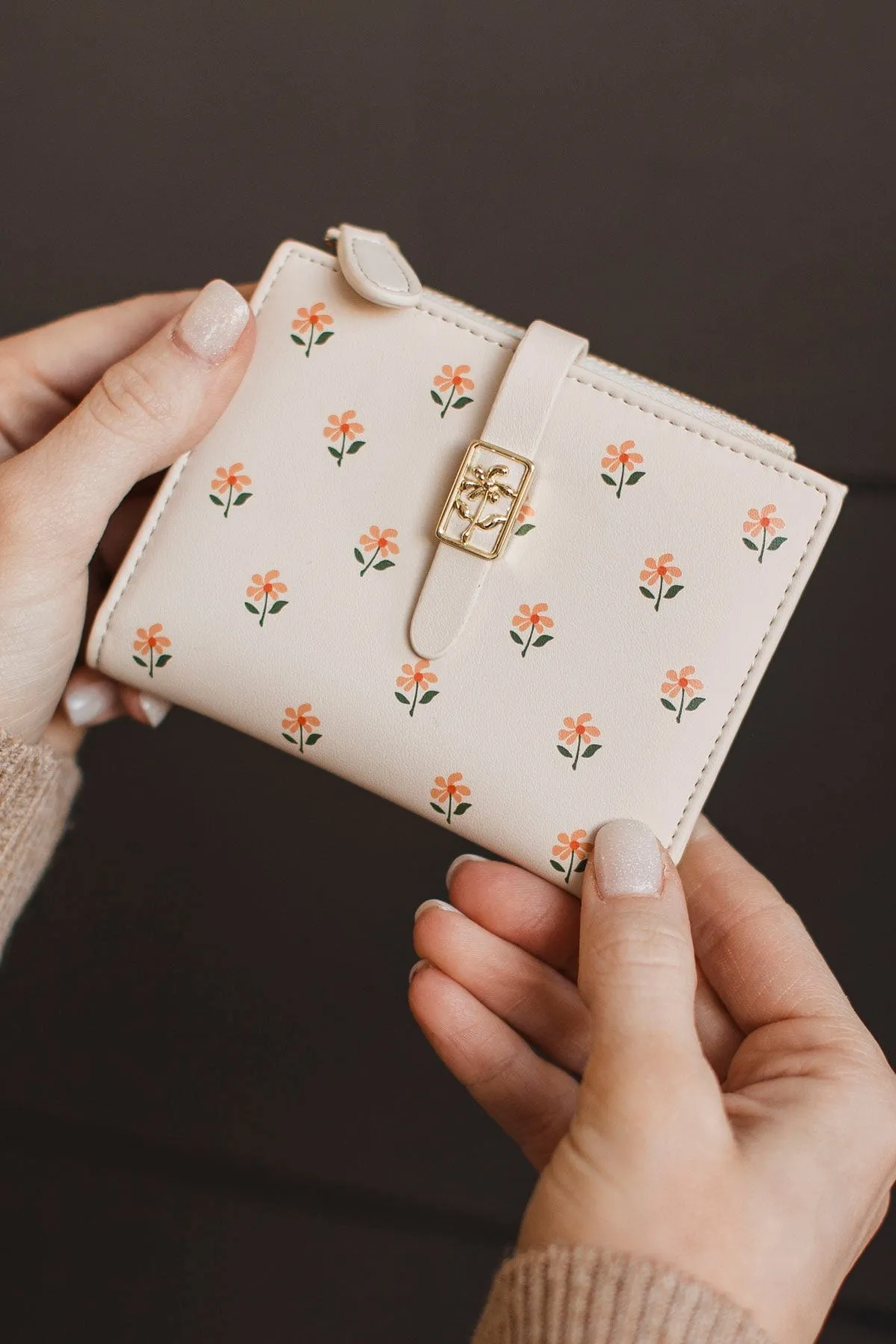 Adorable Blossoms Clasp Wallet- Cream Floral