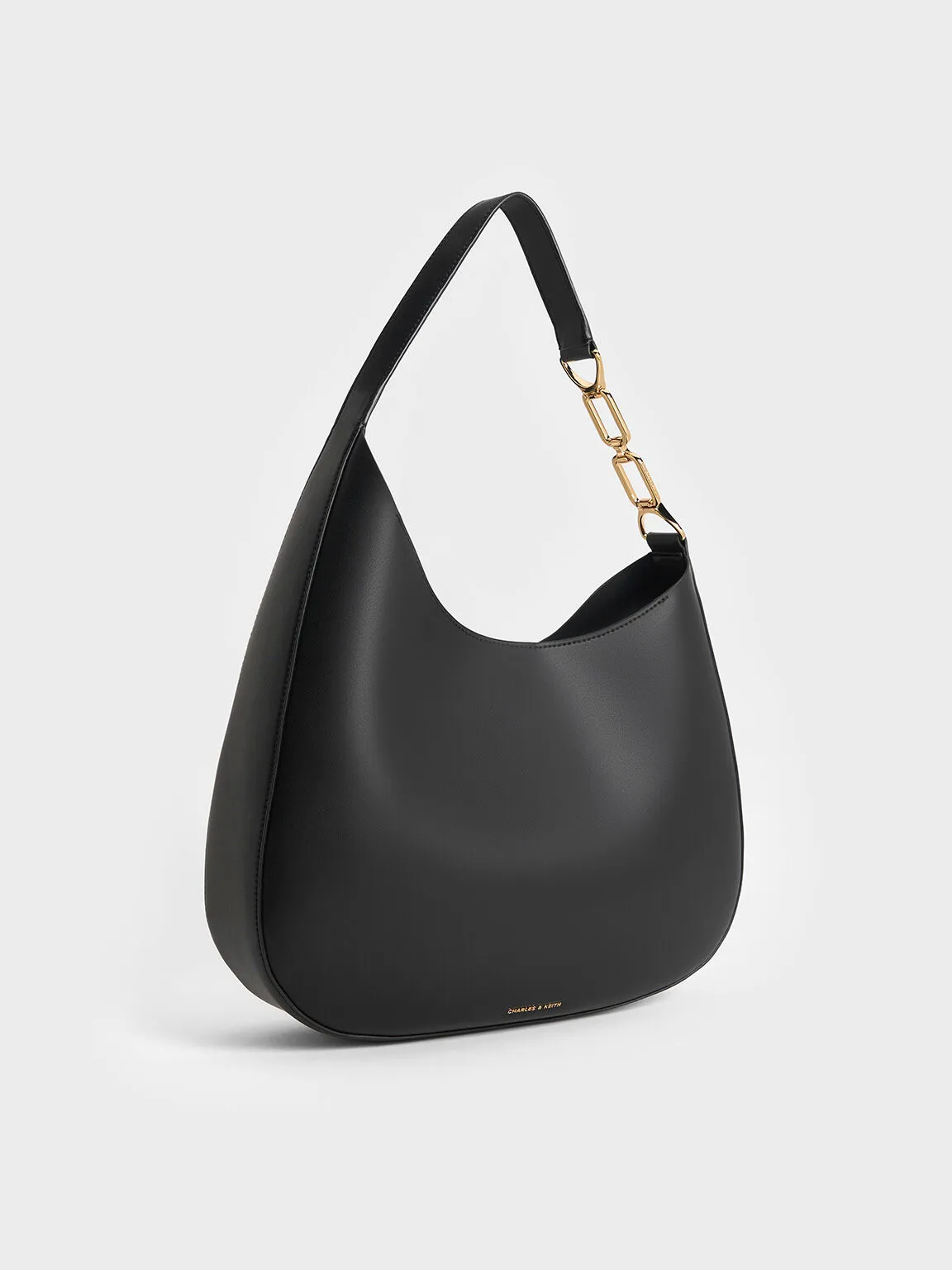 Agatha Chain-Accent Slouchy Hobo Bag - Black