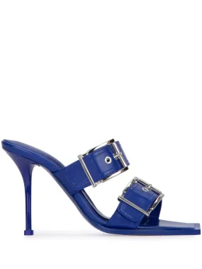 Alexander McQueen 100mm buckle-strap mules - Blue