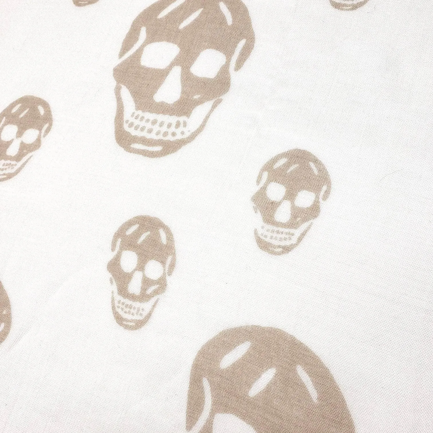 Alexander Mcqueen Cream Skull Print Cashmere Blend Scarf