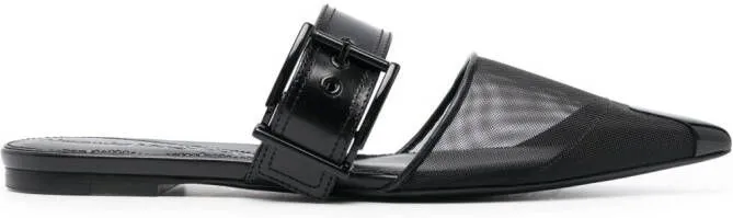 Alexander McQueen Punk point-toe flat mules Black