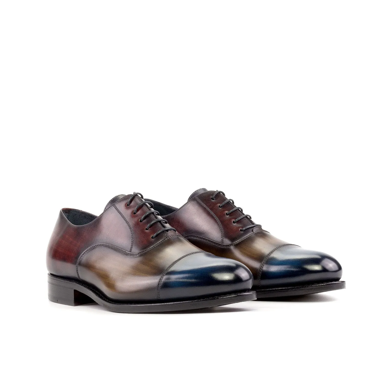 Ambrogio Bespoke Men's Shoes Multi-Color Patina Leather Lace-Up Oxfords (AMB2280)