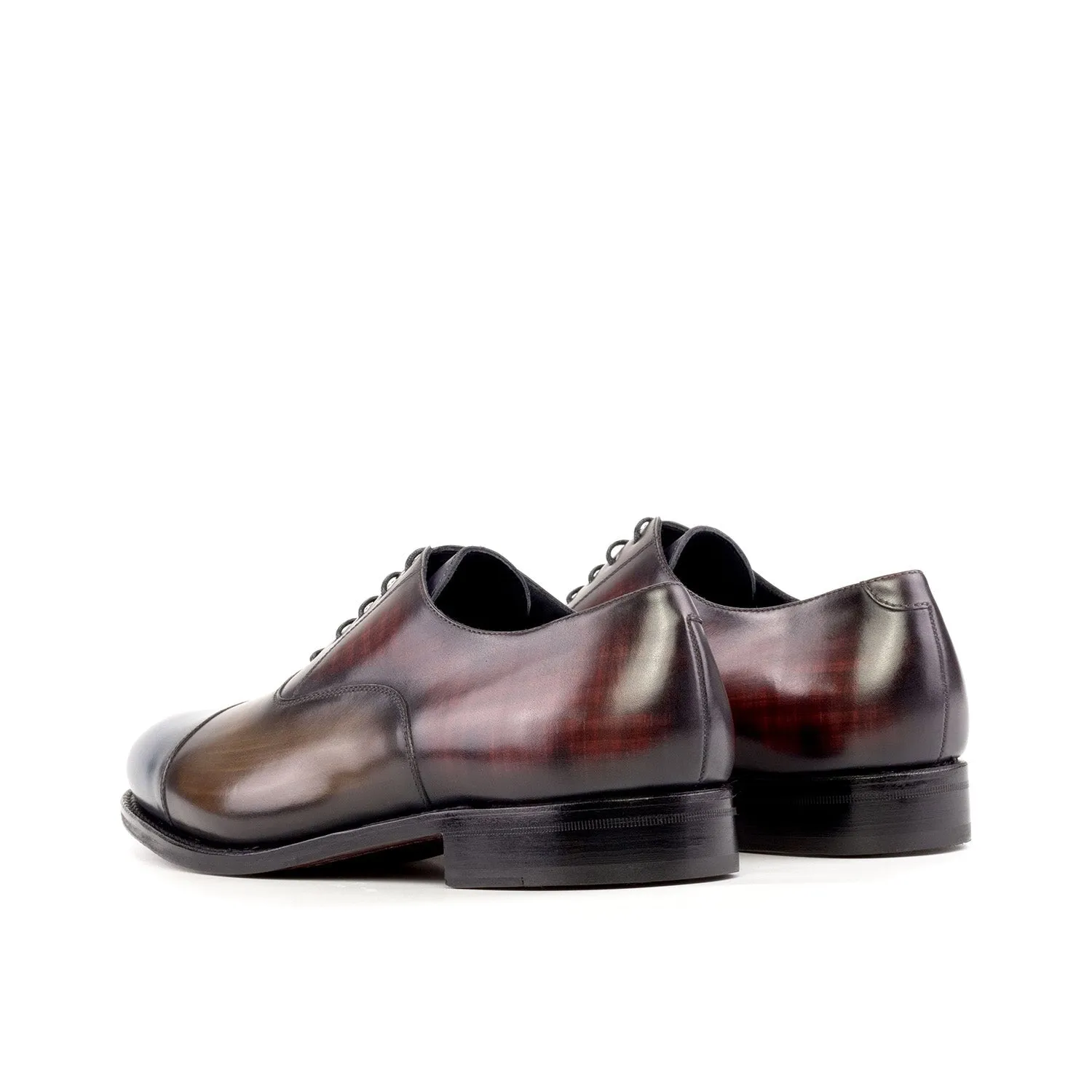 Ambrogio Bespoke Men's Shoes Multi-Color Patina Leather Lace-Up Oxfords (AMB2280)