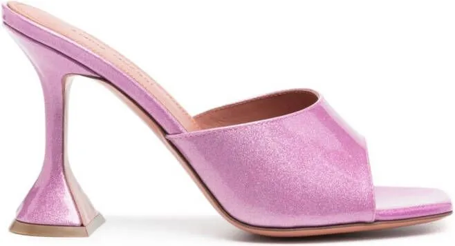 Amina Muaddi Lupita 95mm glittered leather mules Purple