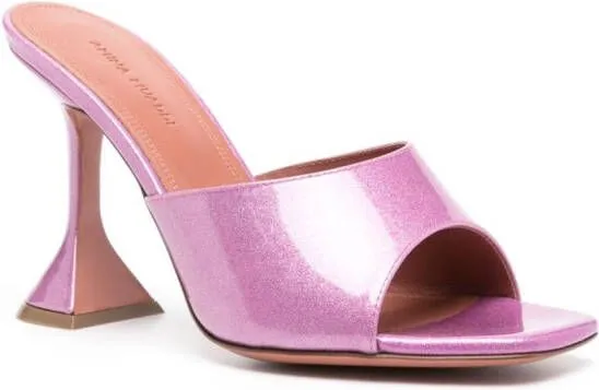 Amina Muaddi Lupita 95mm glittered leather mules Purple