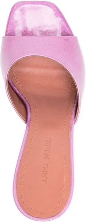 Amina Muaddi Lupita 95mm glittered leather mules Purple