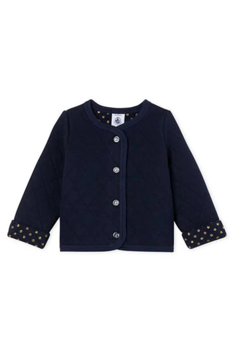 Baby Girl's Navy Quilted Knit Cardigan