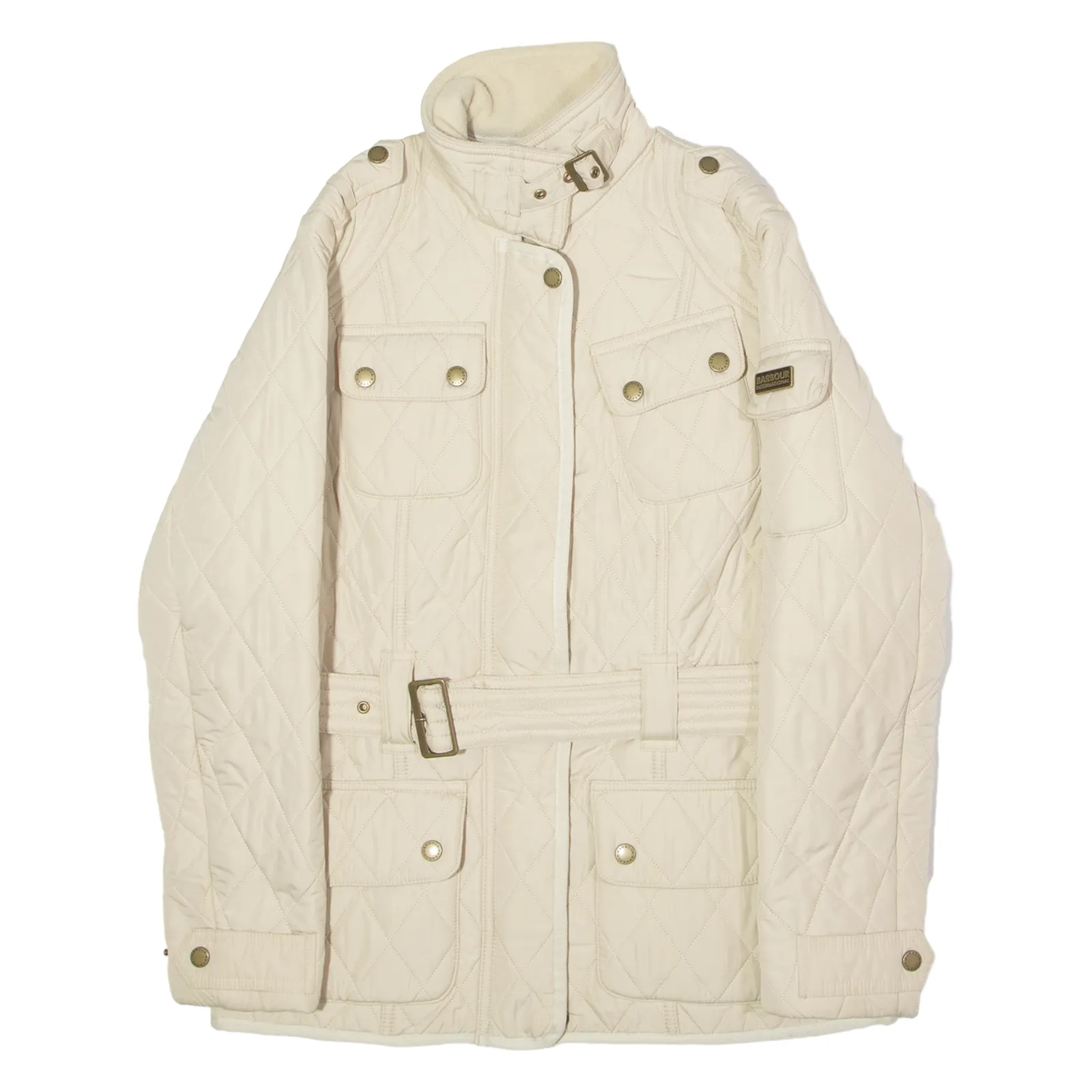 BARBOUR International Womens Quilted Jacket Cream Diamond UK 8