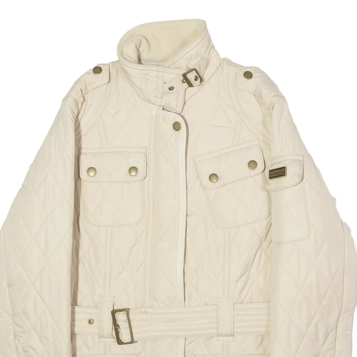 BARBOUR International Womens Quilted Jacket Cream Diamond UK 8