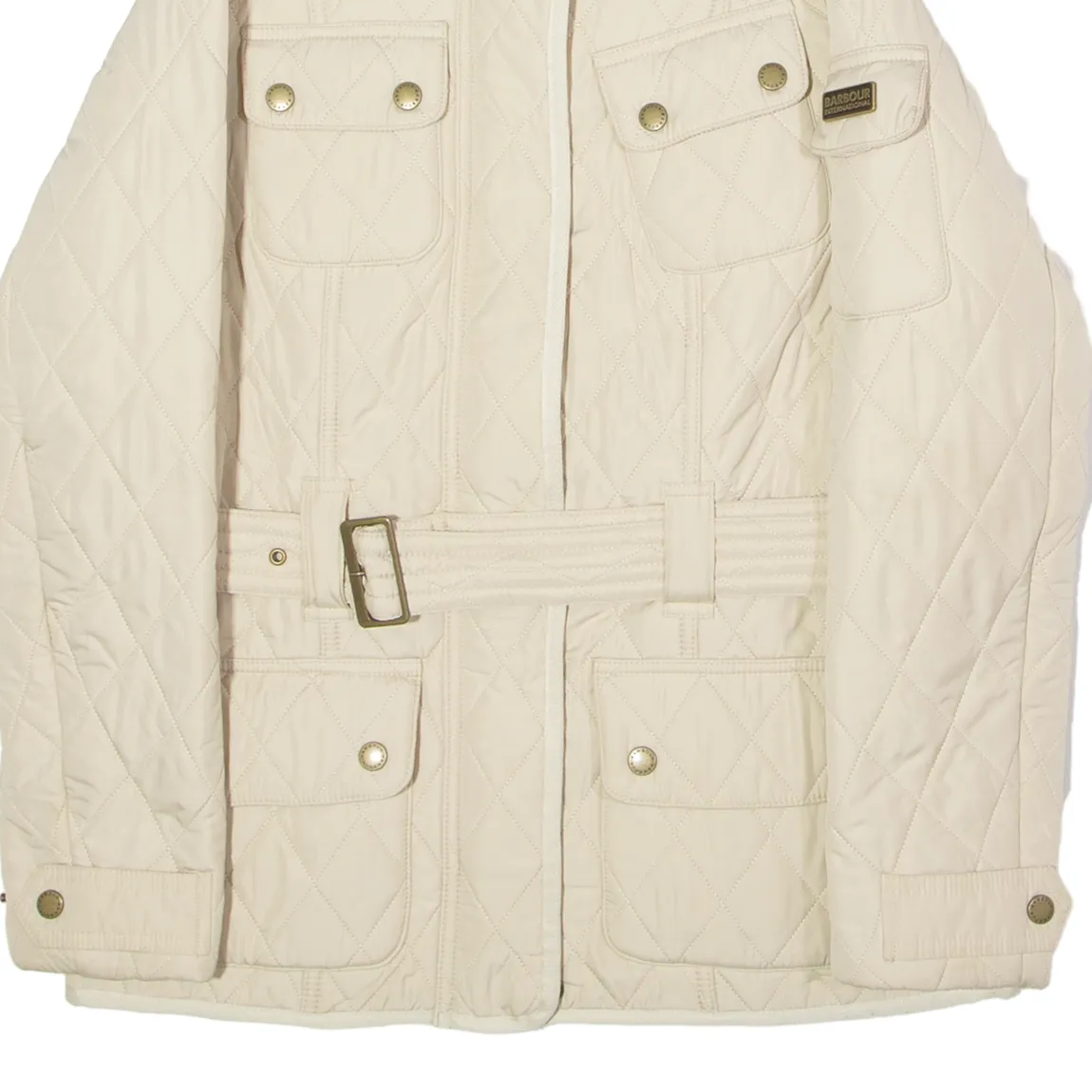 BARBOUR International Womens Quilted Jacket Cream Diamond UK 8