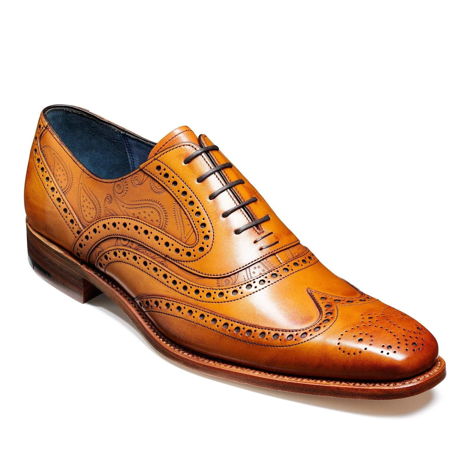 Barker McClean Brogues Tan Paisley Pattern