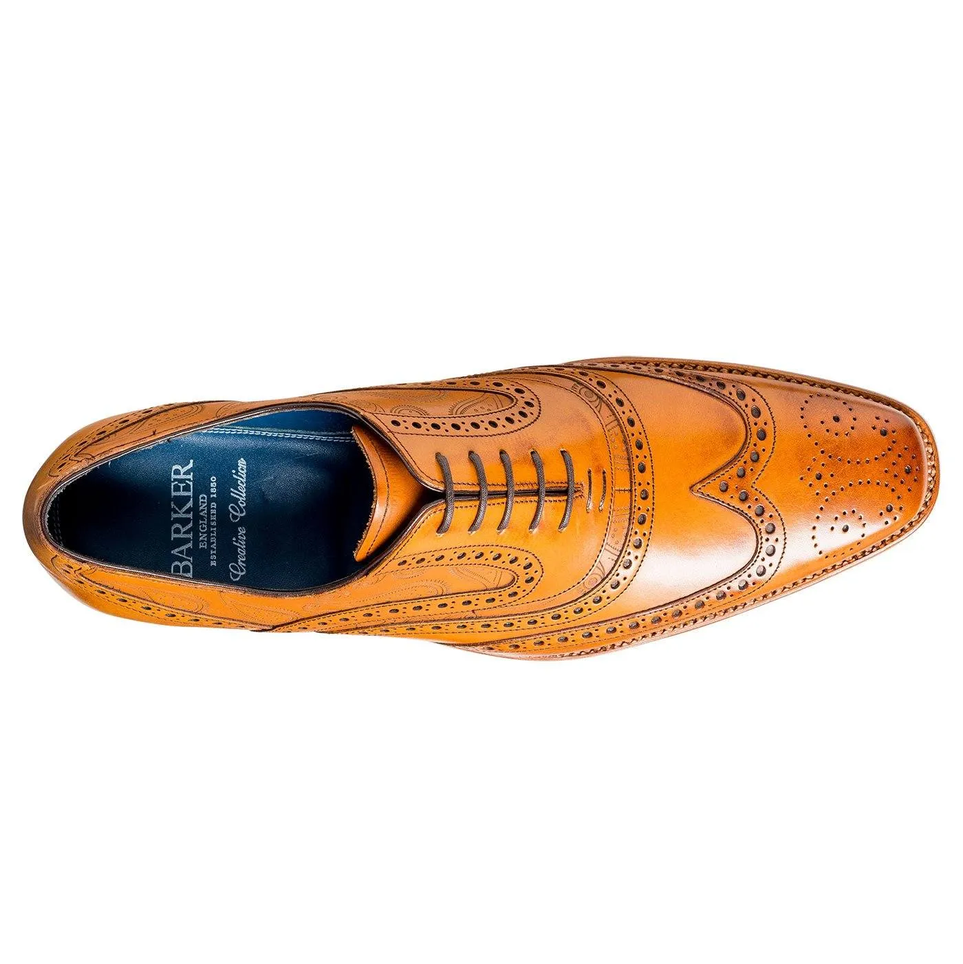 Barker McClean Brogues Tan Paisley Pattern