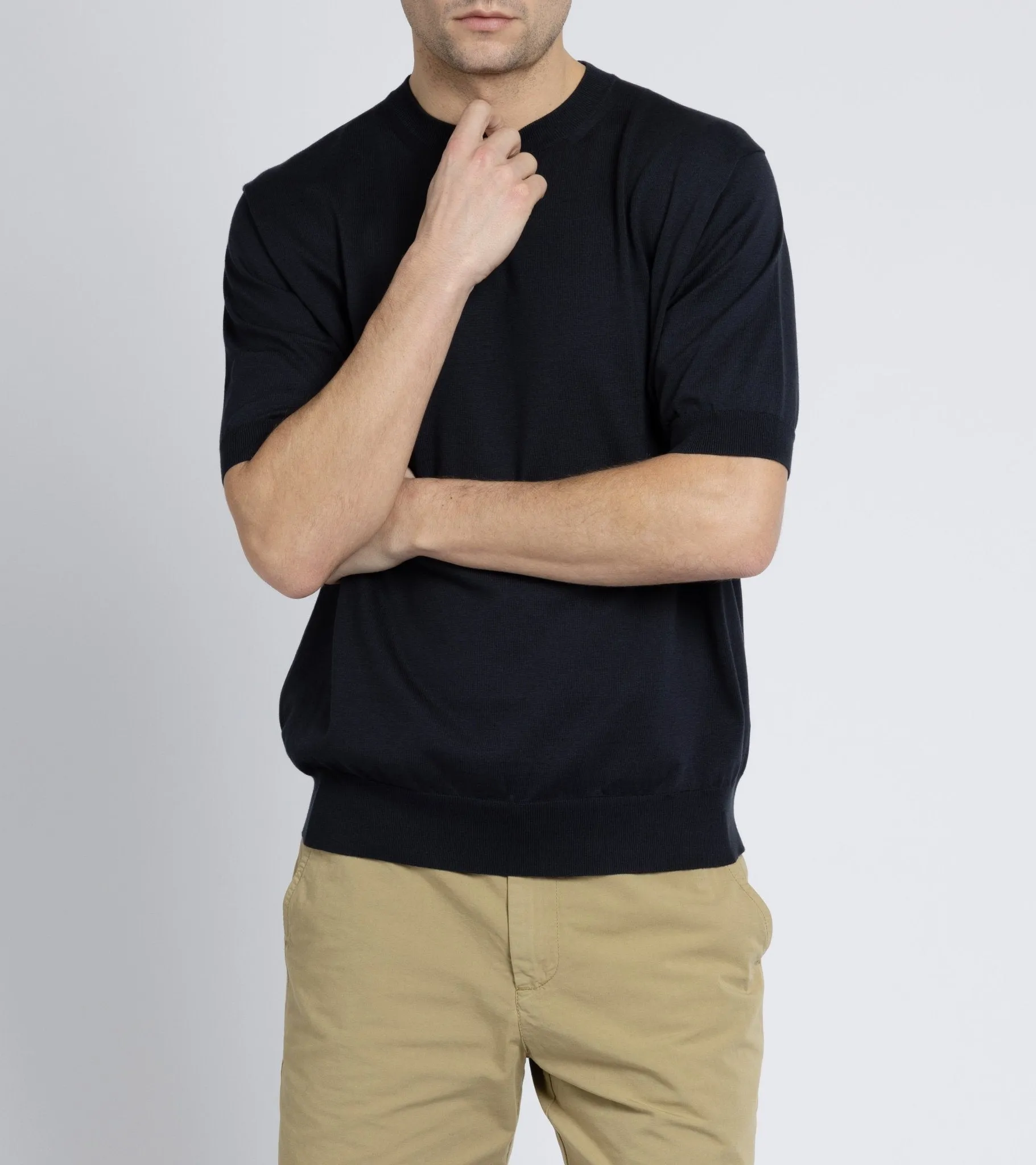 Batoner Sea Island Cotton Knit T-Shirt: Navy