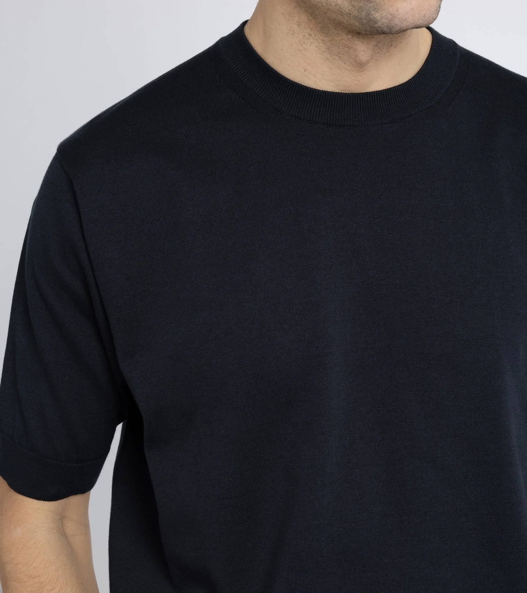 Batoner Sea Island Cotton Knit T-Shirt: Navy