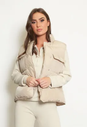 Beige Utility Puffer Gilet