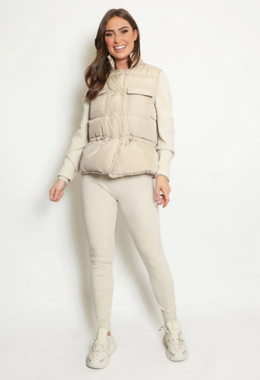 Beige Utility Puffer Gilet