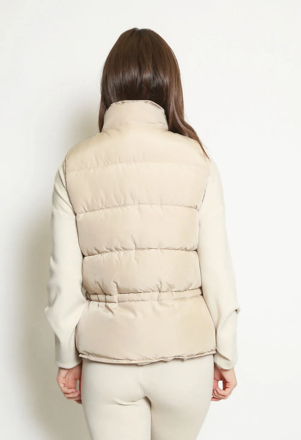 Beige Utility Puffer Gilet