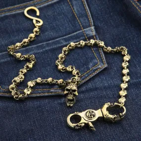 Biker Skull Brass Wallet Chain