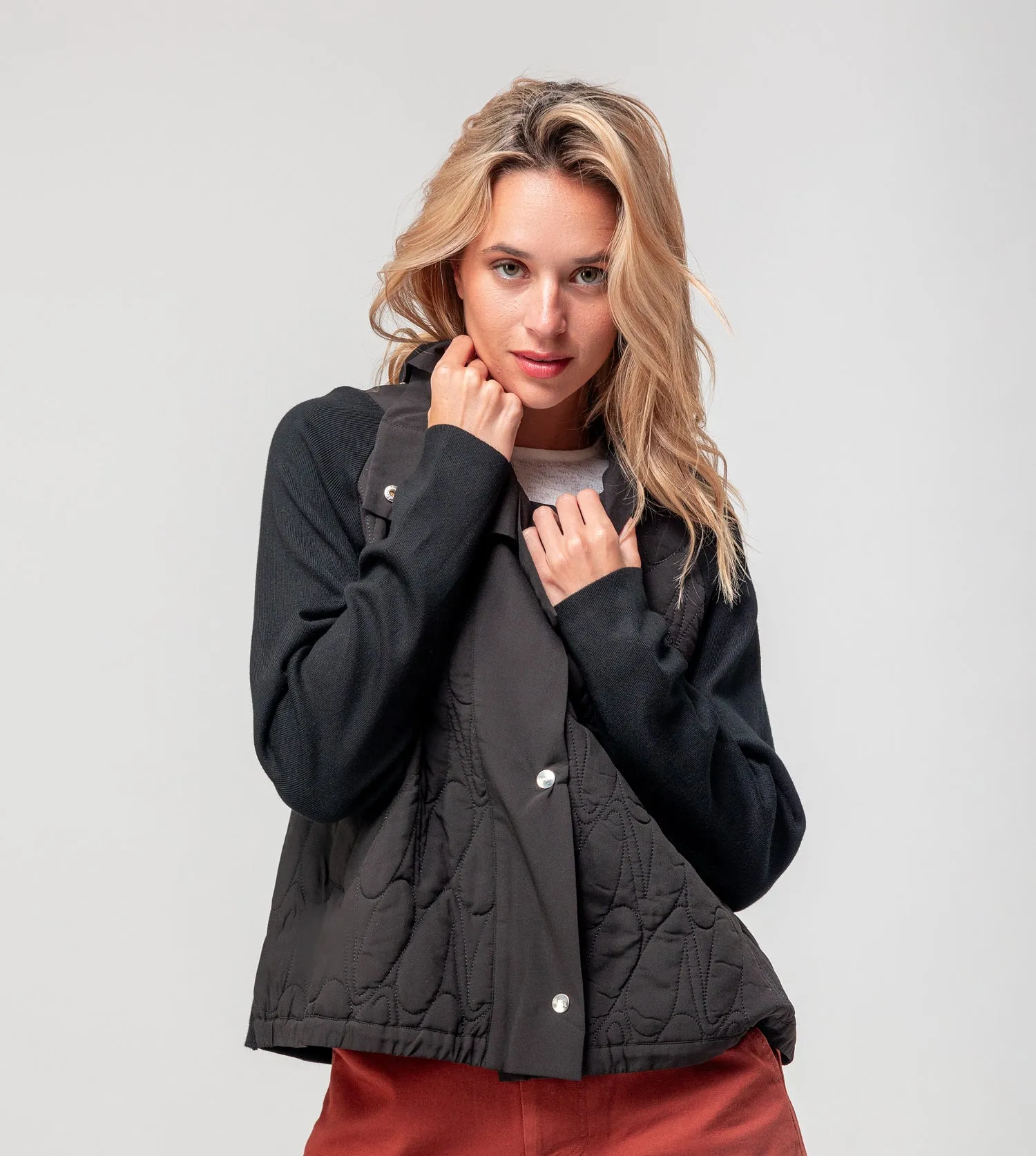 Black quilted jacket