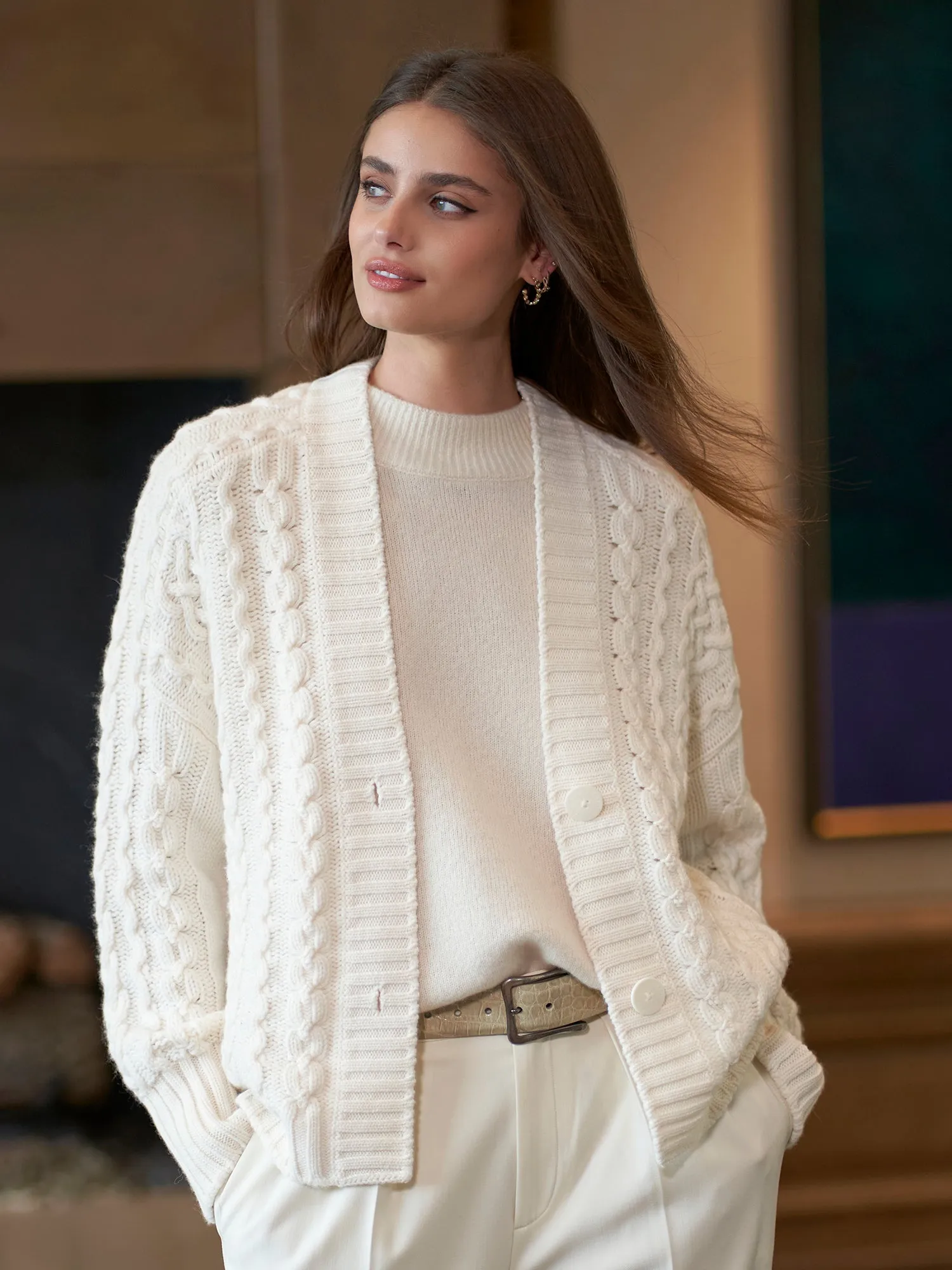 Blizzard Cashmere Cable Cardigan