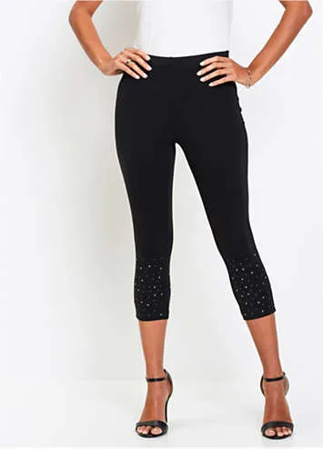 bonprix Rhinestone Hem Cropped Leggings | Grattan