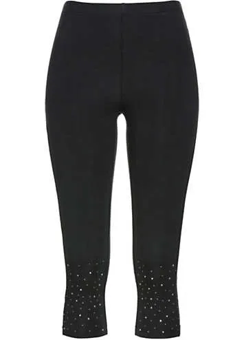 bonprix Rhinestone Hem Cropped Leggings | Grattan