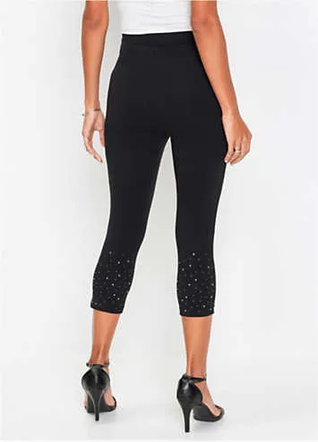 bonprix Rhinestone Hem Cropped Leggings | Grattan