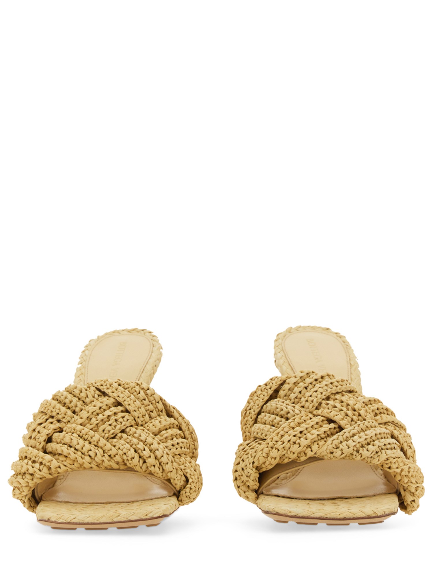 BOTTEGA VENETA    RAFFIA LIDO MULES WITH WOVEN PATTERN