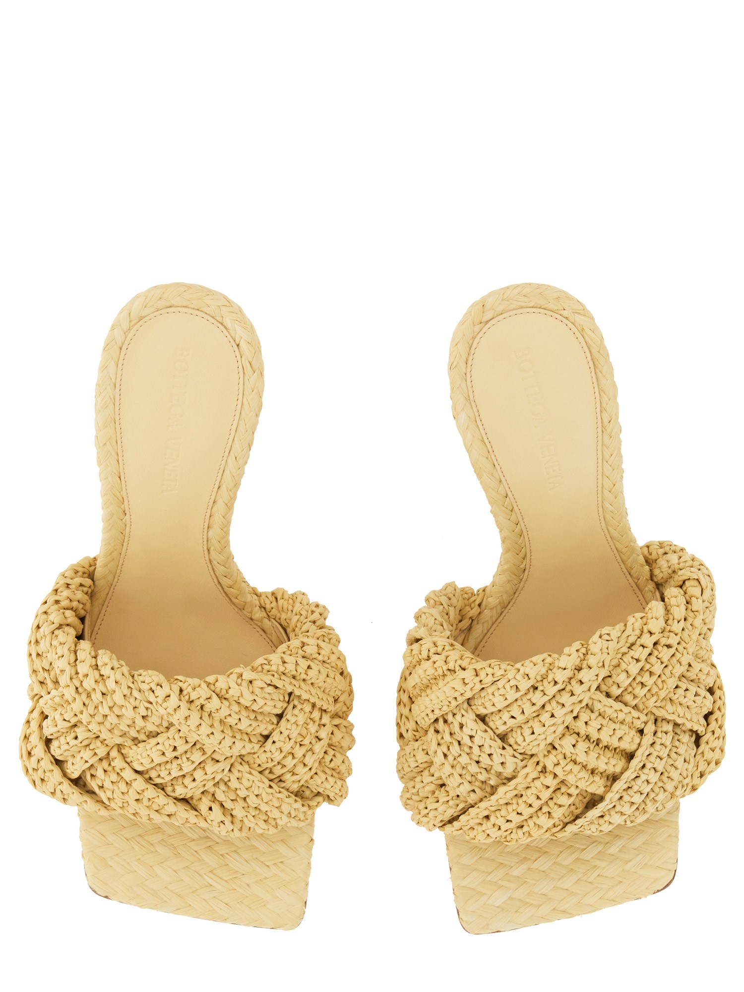 BOTTEGA VENETA    RAFFIA LIDO MULES WITH WOVEN PATTERN