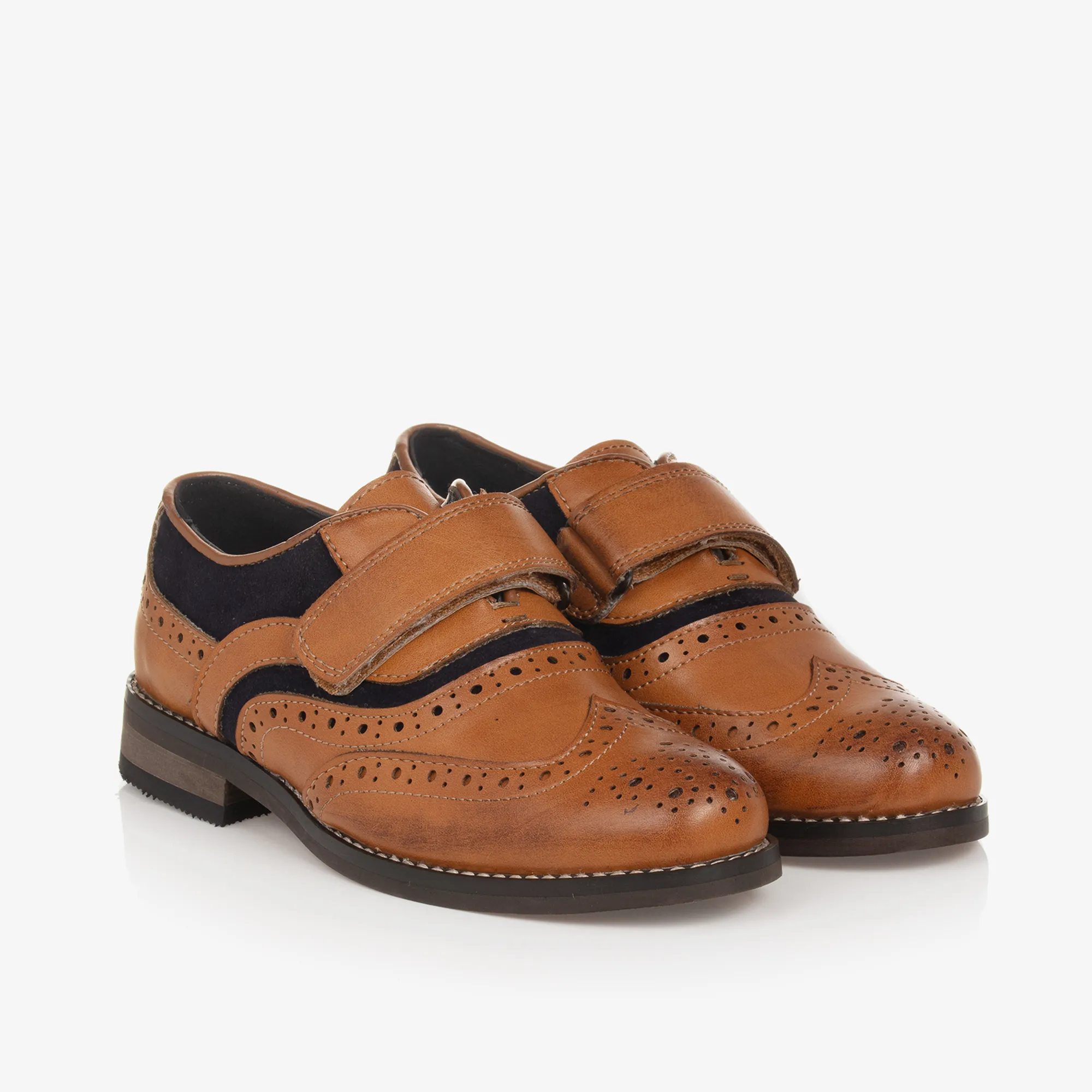 Boys Brown Velcro Brogues