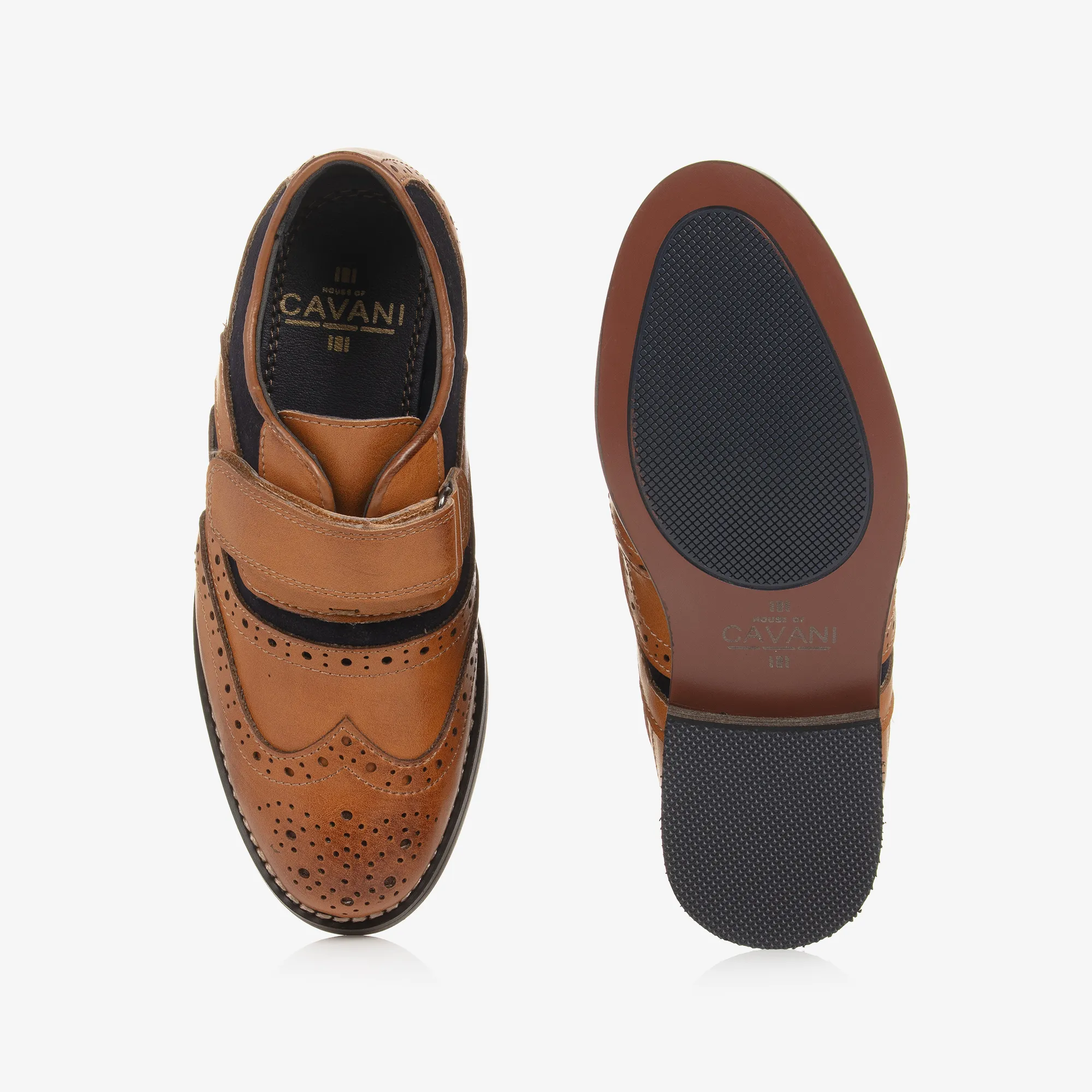 Boys Brown Velcro Brogues