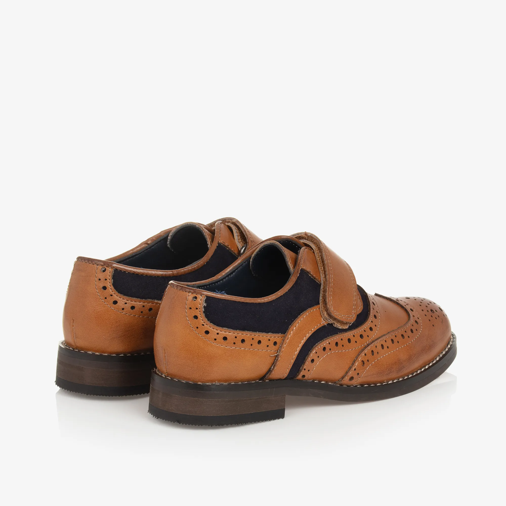 Boys Brown Velcro Brogues