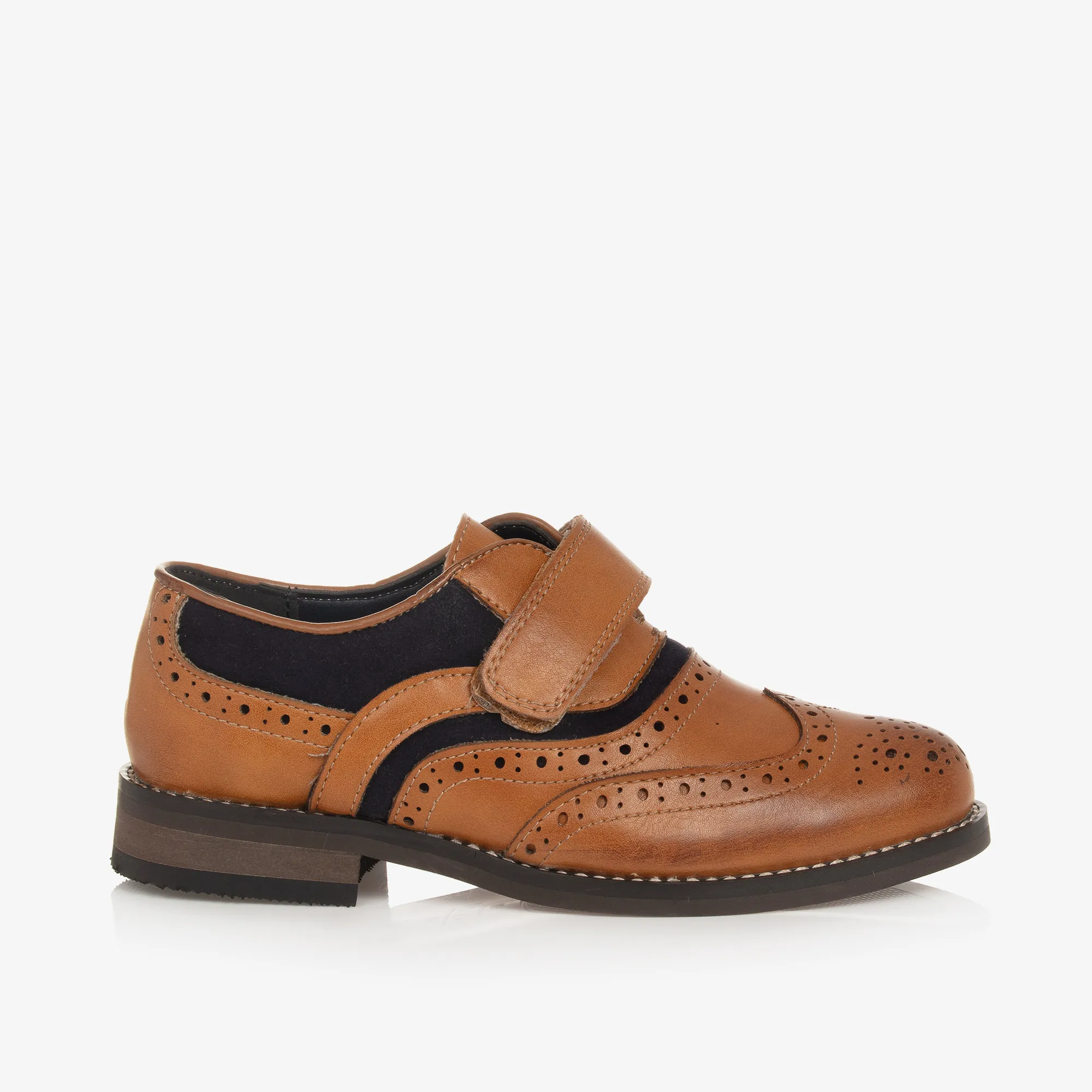 Boys Brown Velcro Brogues