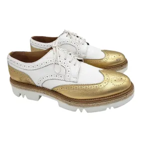 British Passport White & Gold Oxford Brogues