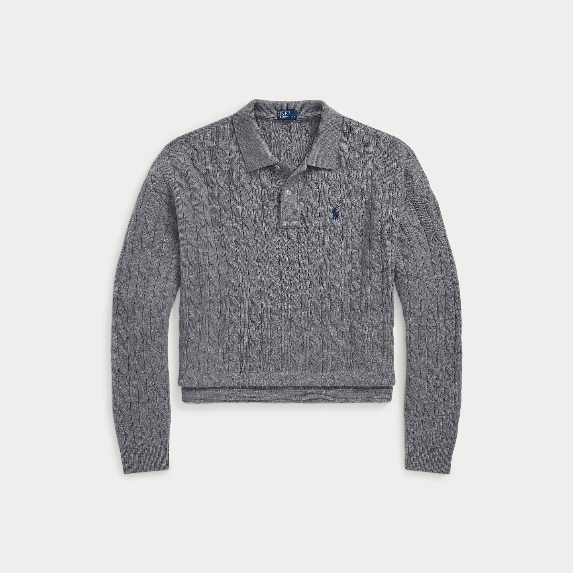 CABLE WOOL-CASHMERE POLO SHIRT