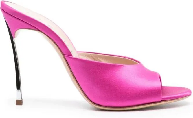 Casadei Blade Flash 100mm satin mules Pink