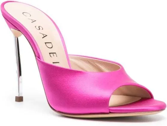 Casadei Blade Flash 100mm satin mules Pink