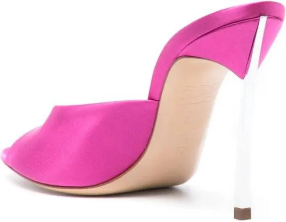 Casadei Blade Flash 100mm satin mules Pink