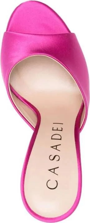 Casadei Blade Flash 100mm satin mules Pink