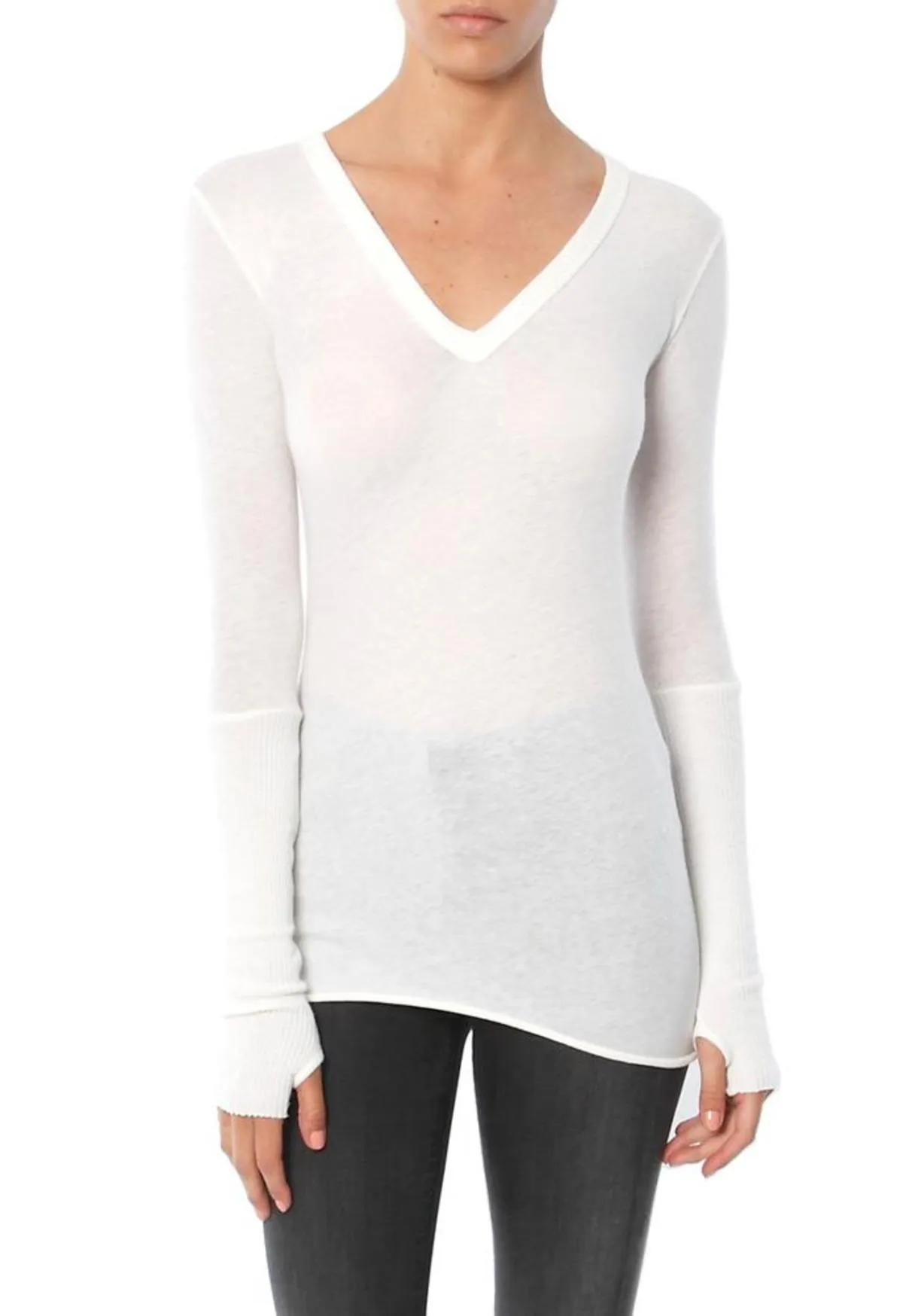 Cashmere Cuffed V-Neck