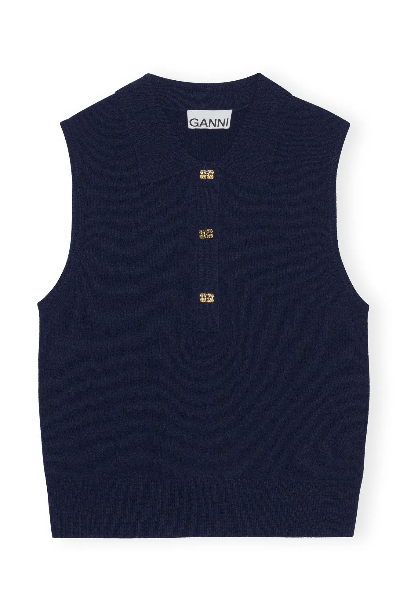 Cashmere Mix Sleeveless Polo