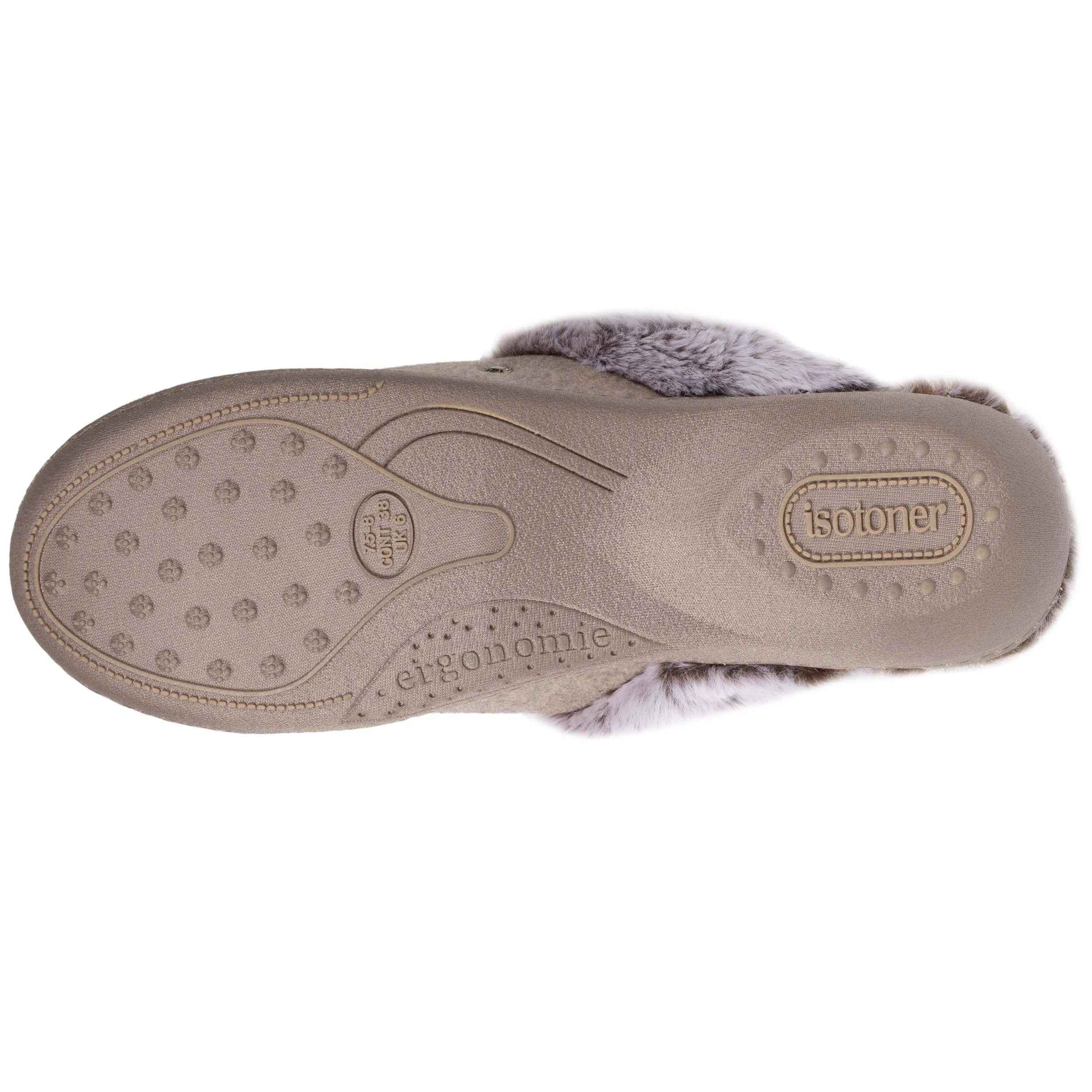 Chaussons mules Femme fourrés Talon Taupe