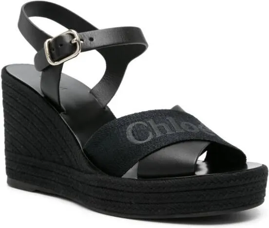 Chloé logo-strap wedge espadrilles Black