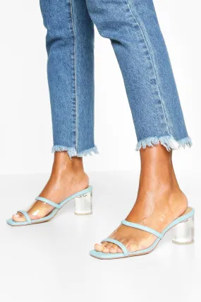 Clear Panel Square Toe Mules