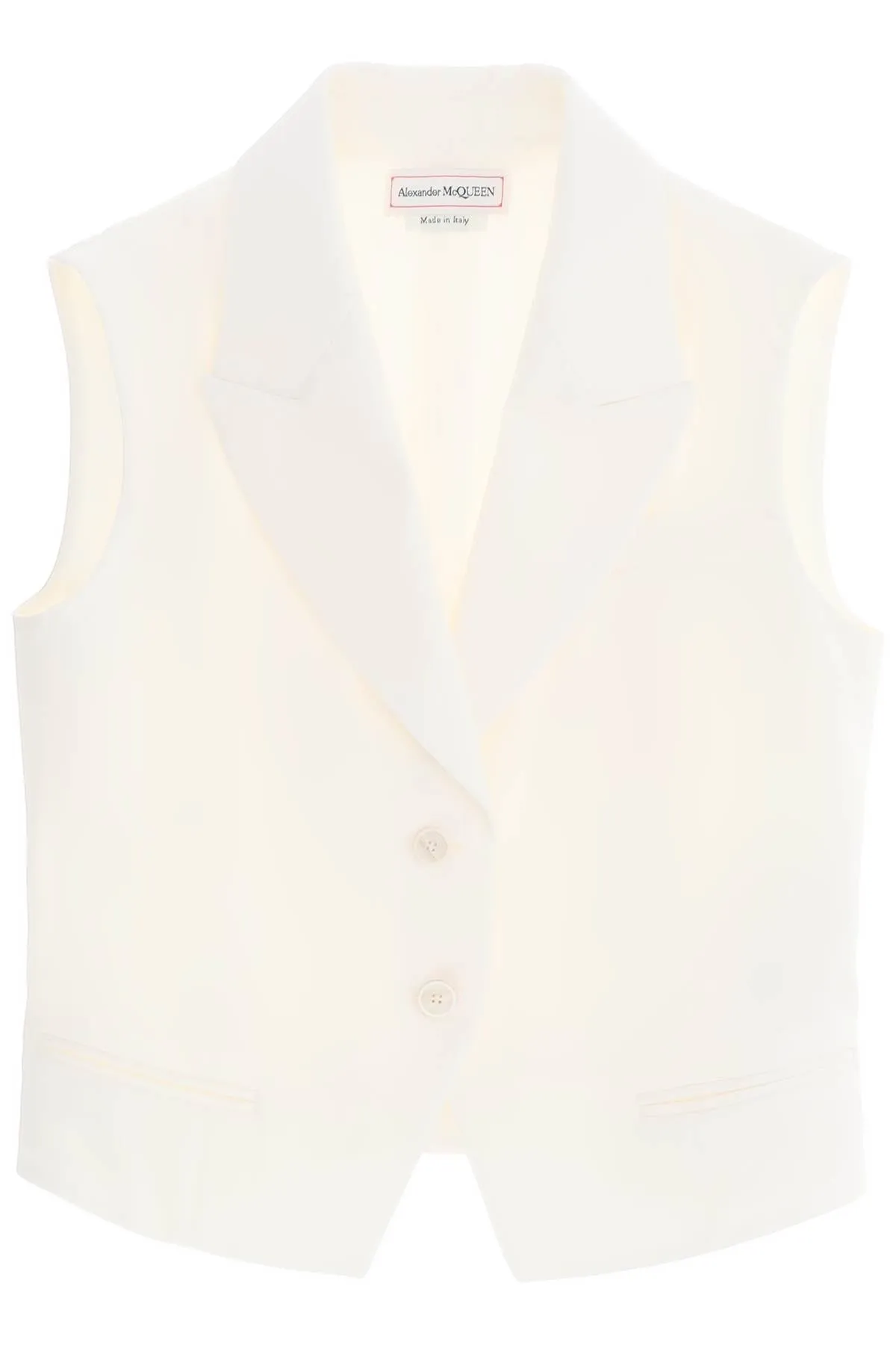 CROPPED VISCOSE TWILL VEST FOR