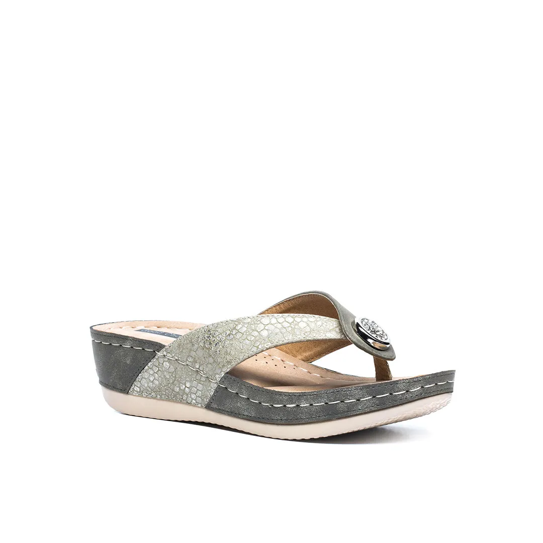 Dafni Khaki Wedge Sandals