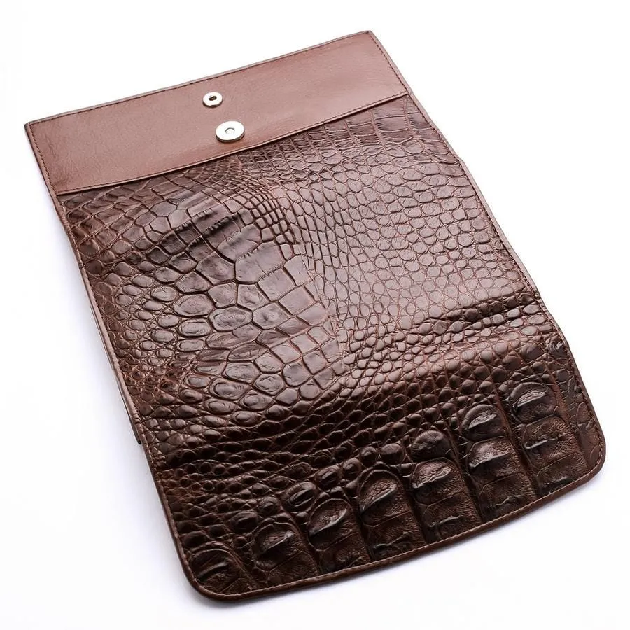 Dark Brown Genuine Crocodile Backbone Skin Womens Wallet