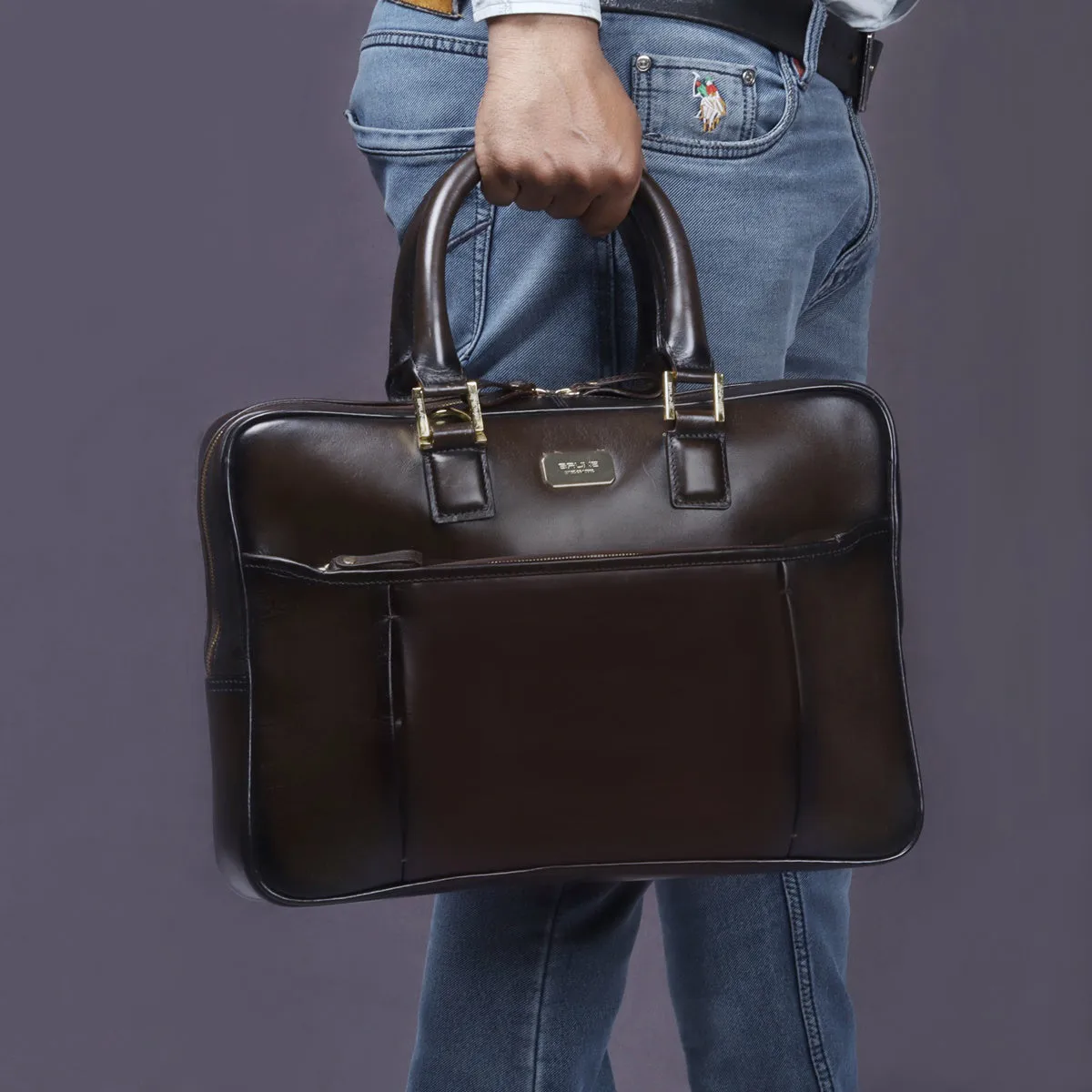 Dark Brown Professional Office Leather Briefcase