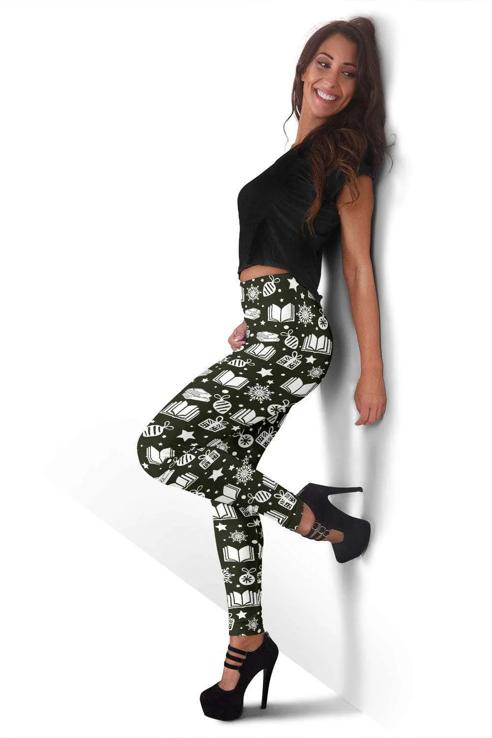 Dark Green Bookish Christmas Women's Leggings